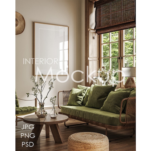 Frame mockup in home interior