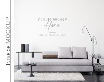 Empty Wall mockup, Minimalist mockup, Living room  mockup, Interior frame, wall mockup