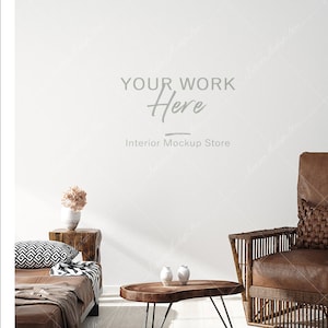 Empty Wall mockup, Minimalist mockup, Living room mockup, Interior frame, Blank wall mockup