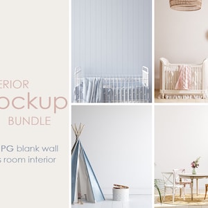 Blank wall kids room interior mockup BUNDLE