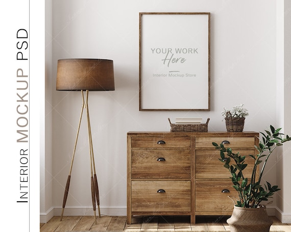 Download Minimalist Mockup Mock Up Frame In Farmhouse Style Interior Background Drawing Illustration Art Collectibles Minyamarket Com