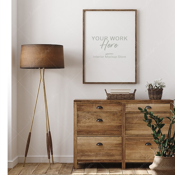 Mock-up-Rahmen im Landhaus-Stil-Interieur-Hintergrund, minimalistisches Mockup