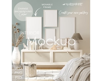 Wall and frame mockup in home interior, wall mockup, movable frame