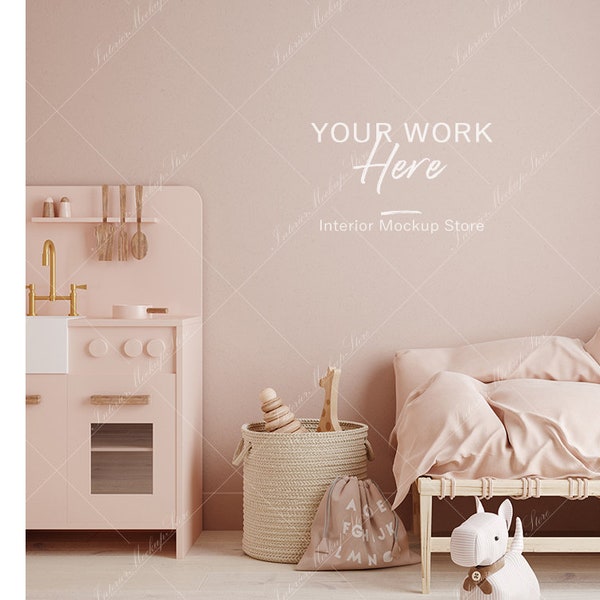 Pared en blanco, Maqueta de pared vacía, Maqueta minimalista, Maqueta de sala para niños, Pared vacía, Maqueta de pared