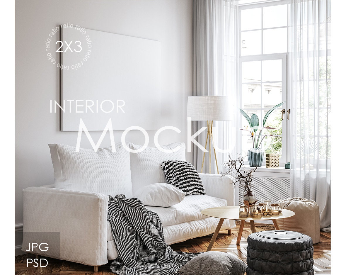 Canvas mockup in home interior