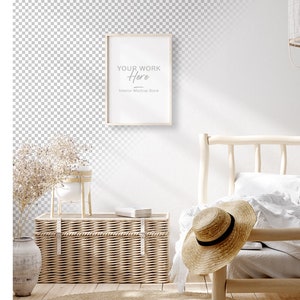 Wall mockup, Minimalist mockup, Bedroom mockup, Scandinavian interior frame mockup, PSD