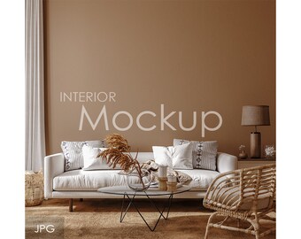 Blank wall mockup in home interior