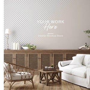 Wall mockup, Minimalist mockup, Living room mockup, Scandinavian Farmhouse interior wall mockup, PSD