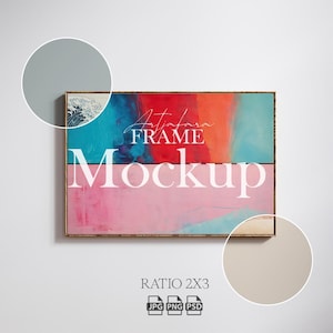 Float framed canvas 2x3, Thin Wooden Horizontal Frame mockup