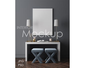Canvas mockup in home interior