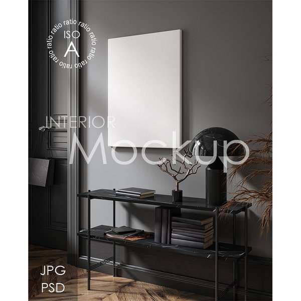 Canvas mockup in home interior