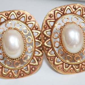 Sunkissed Gold-tone Pearl Clip-on Earrings