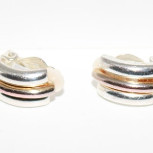 Vintage Gold tone and Silver tone Bar Clip on Earrings