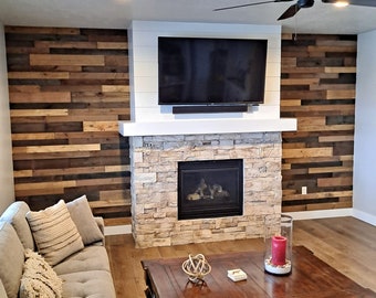 Reclaimed Wood Accent Wall - Dark Rustic Blend - 10sqft of Pallet Wall