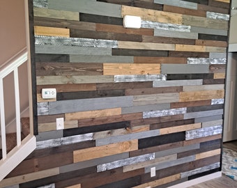 Reclaimed Wood Accent Wall - Rustic Winter Blend - 10sqft of Pallet Wall