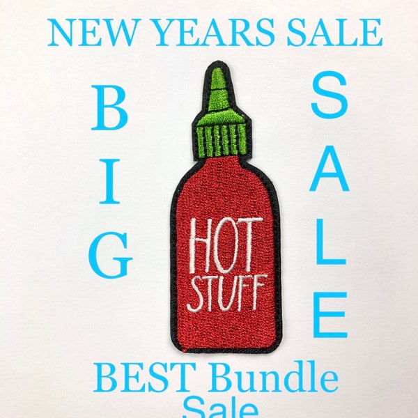 Hot Sauce Iron On Patches 50 pcs (BEST Bundle Sale!) Hot Salsa Appliques - Iron On Picante Sauce Sriracha Hot Sauce