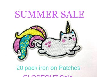 Kitty Cat Iron On Patches 20 packs (Summer Sale!) Caticorn Embroidered Patches, Cats Kitty, Cat Mom Gift, Cat Clubs Teams Patch