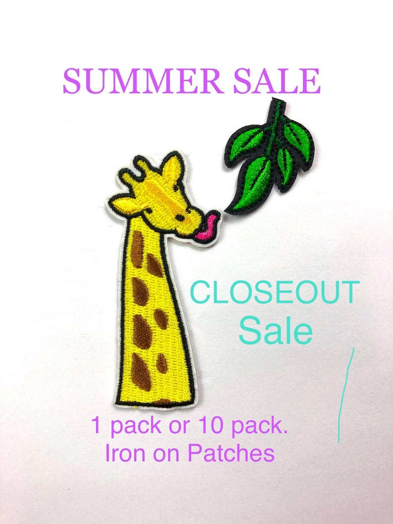 Giraffe Iron On Patches (Summer Sale!) Wildlife Jungle Patches, Junior Giraffe Club Patches, Zoo Souvenirs Animal Zoo Crew Trip, Get 1 Free! 画像 1