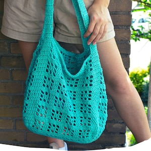Crochet Market Bag Pattern: Summer Tote, Filet Design (PDF Pattern)