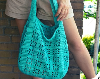 Crochet Market Bag Pattern: Summer Tote, Filet Design (PDF Pattern)