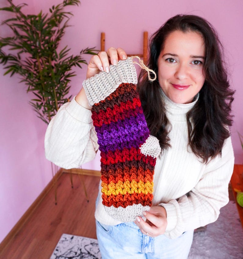CROCHET PATTERN+ VIDEO/ Northern Lights Puff Christmas Stocking ...