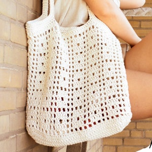 Crochet tote bag pattern, summer bag, tote bag, filet crochet bag image 7