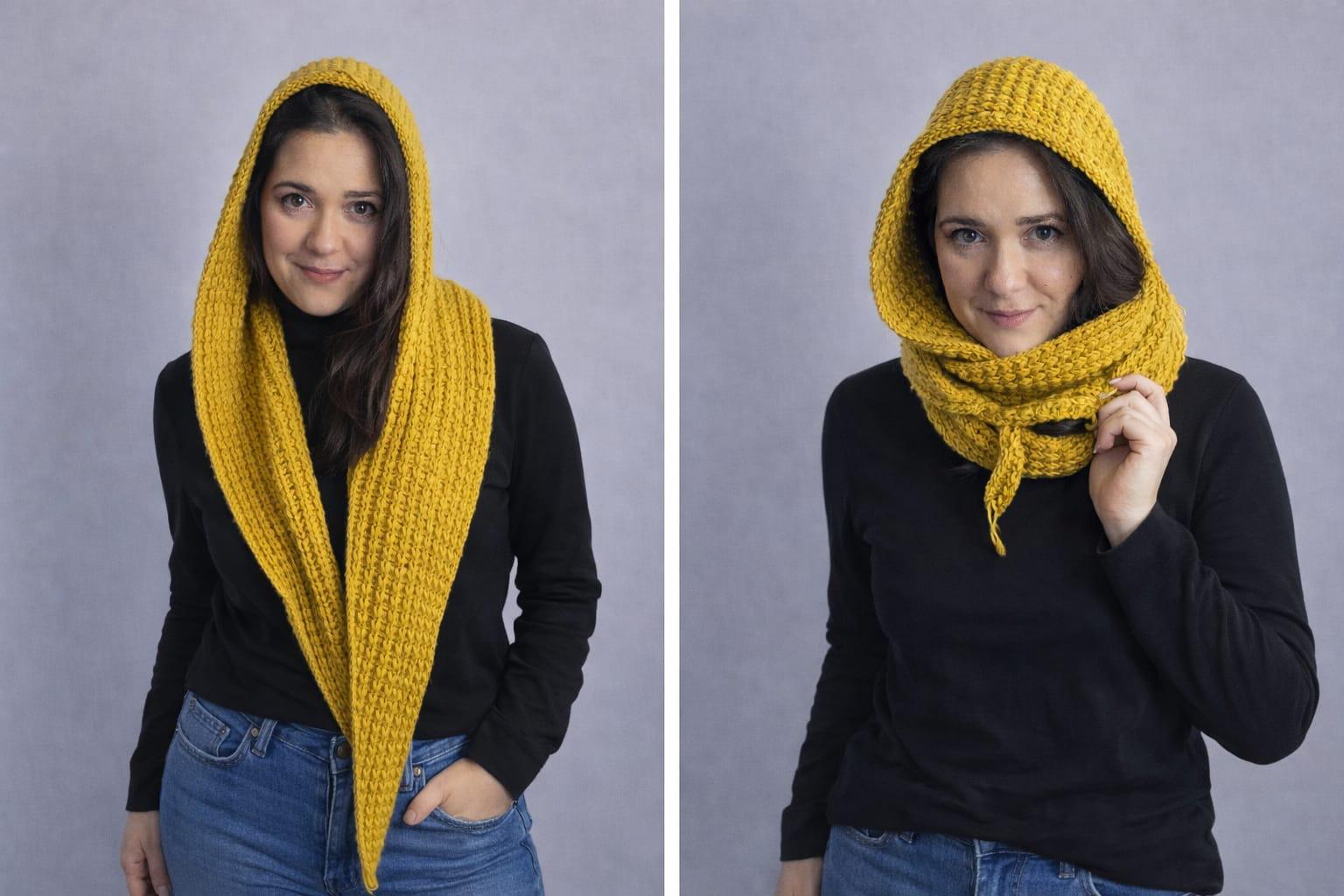 Crochet Hooded Scarf Pattern: Pixel Snood, Intermediate Level (PDF