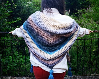 Crochet Triangle Shawl pattern the Midnight Sky Wrap