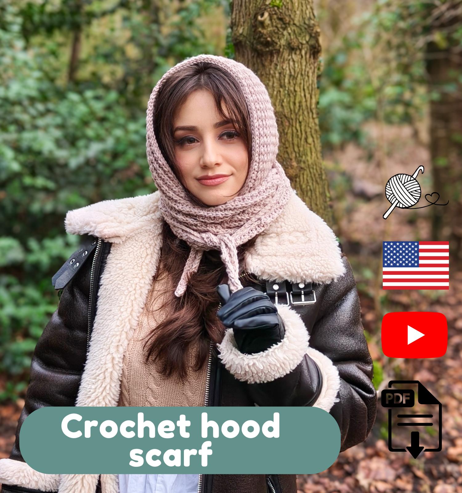 CROCHET PATTERN+VIDEO/ Crochet Hood Scarf/ Pixel Crochet Hooded