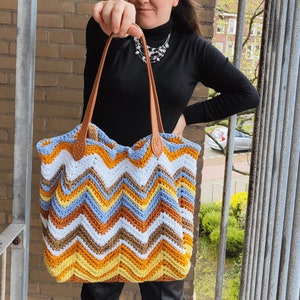 Crochet chevron bag, Crochet shoulder bag, Summertime shoulder bag