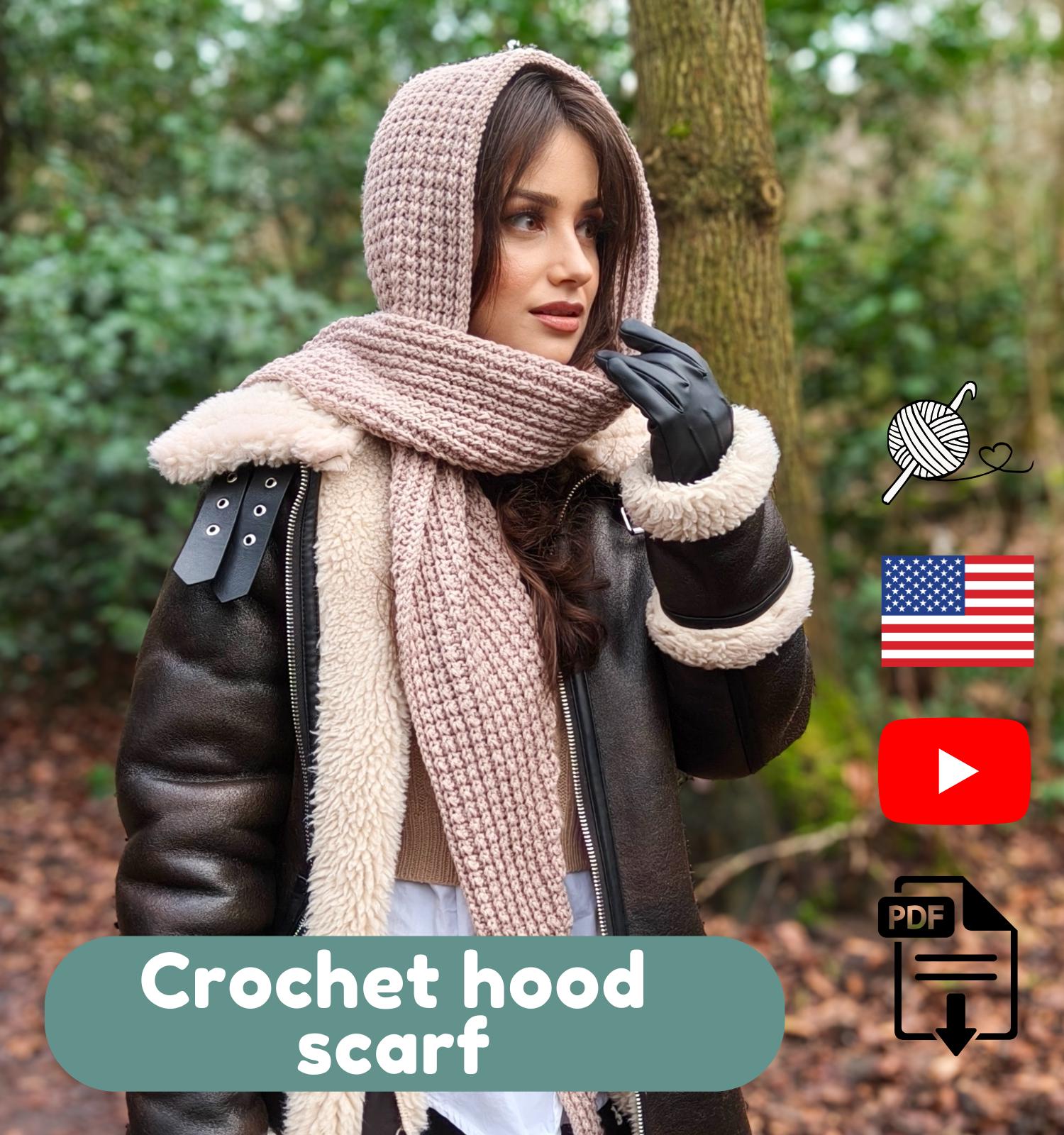 CROCHET PATTERN+VIDEO/ Crochet Hood Scarf/ Pixel Crochet Hooded