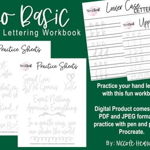 So Basic Hand Lettering Workbook, PDF and JPEG, Lettering Practice Sheets