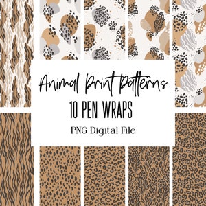 Seamless Animal Print Pen Wrap, Epoxy Pen Wrap, PNG, Pen Wrap Waterslide, Printable Vinyl, Sublimation