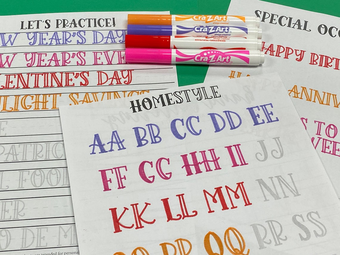 Hand Lettering Workbook Homestyle Etsy