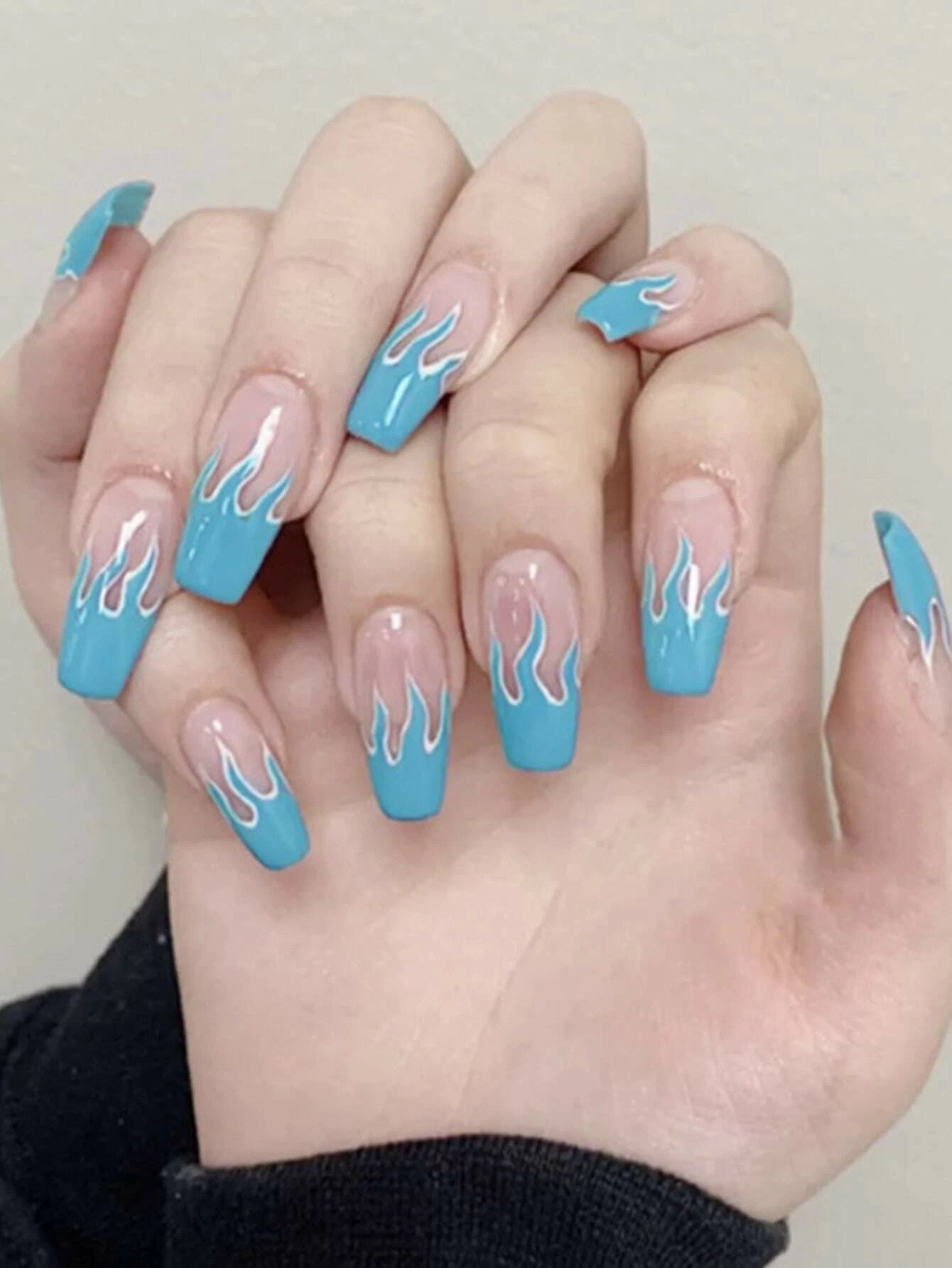 Blue Flame Nails - Etsy