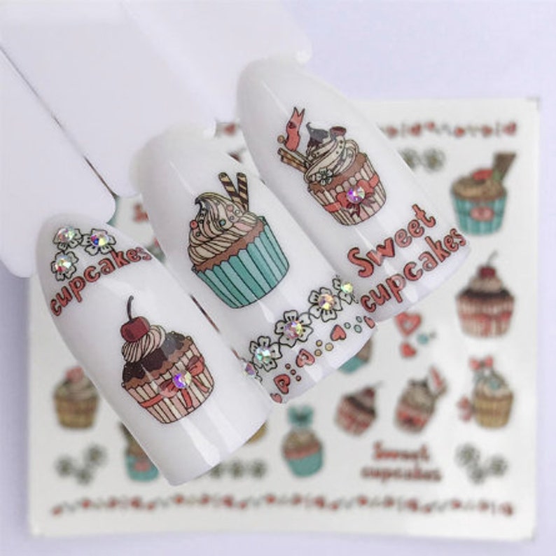 Birthday Cupcake Nail Decals for Nail Art Etsy