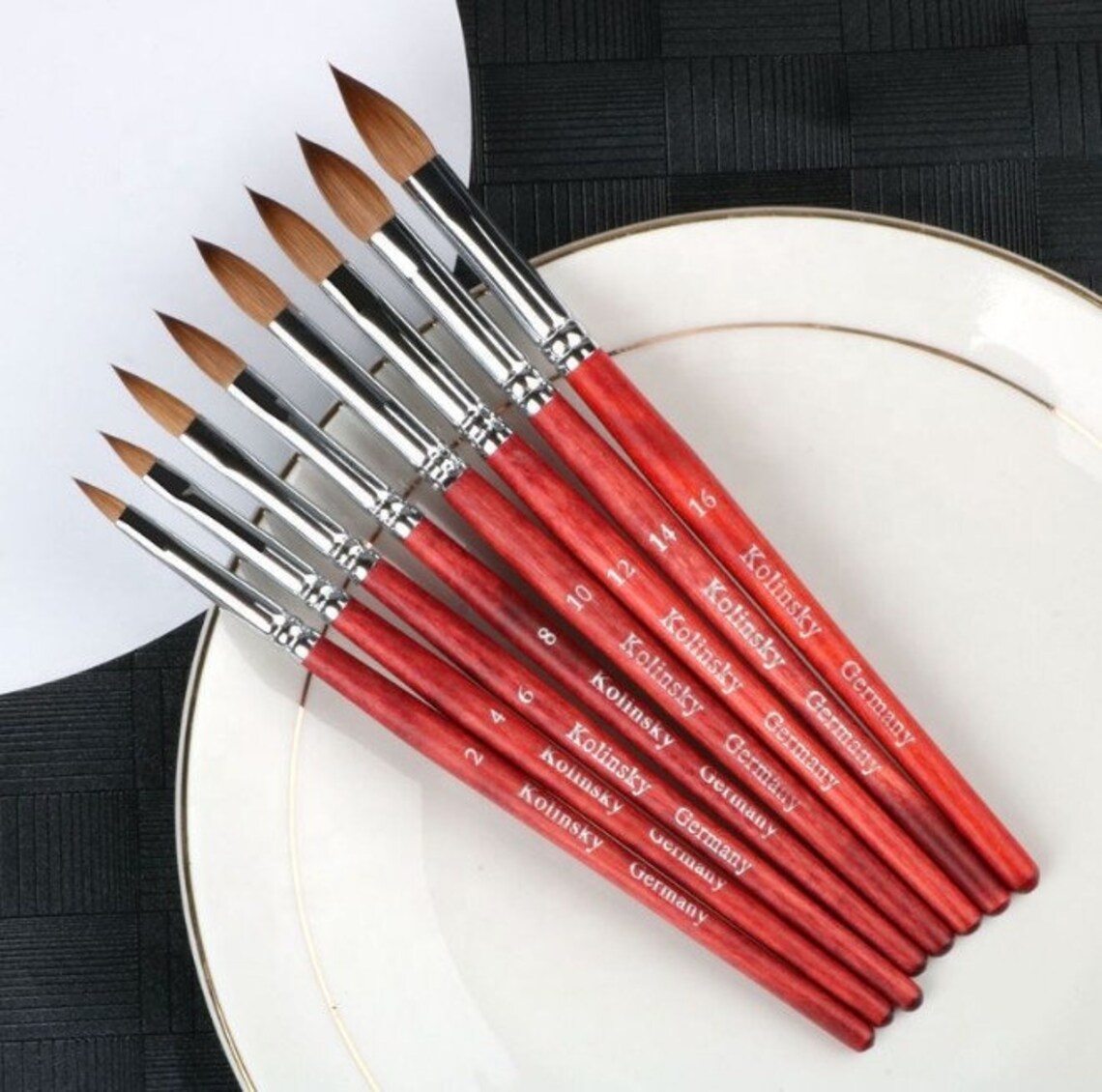 100 Kolinsky Acrylic Nail Crimped Brush Wood Handle German Etsy