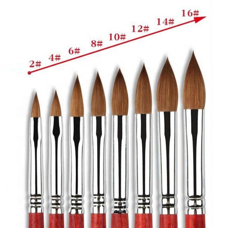 100 Kolinsky Acrylic Nail Crimped Brush Wood Handle German Etsy