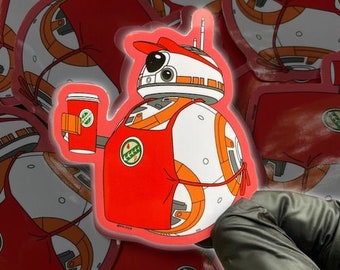 BB8 Barista Vinyl Sticker, Clan Fett Decal