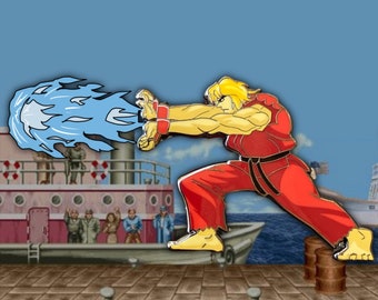Hadouken Slider Street Fighter Inspired Enamel Pin (Ken Variant)