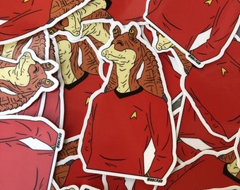 Pegatina de camisa roja, pegatina de taza de café, pegatinas de Star Wars, pegatinas de Star Trek, pegatina para portátil