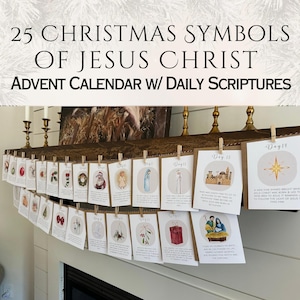 Christmas Symbols of Jesus Advent Calendar: KJV Scripture Cards, Homeschool Kids Gift