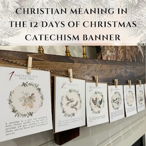 Christelijke betekenis in 12 Days of Christmas Lied Catechismuskaarten Banner Thuisschoolles Kerstmis Twaalf Dagen Buurman Cadeaubonnen