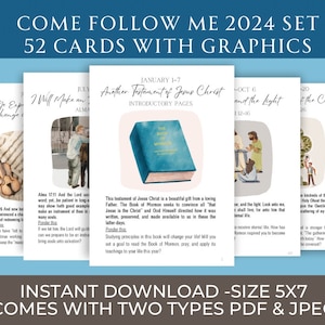 2024 CFM 5x7 Set with Graphics Book of Mormon Cards for Family Digital Download BOM Flyer Gift Children/Grandchildren scripture and prompt