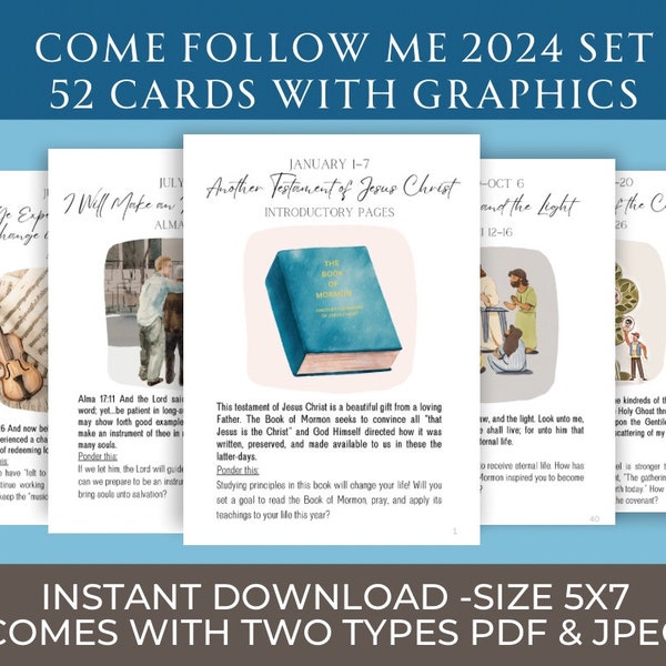 2024 CFM Set with Graphics Book of Mormon Cards for Family Digital Download BOM Flyer Gift Children/Grandchildren scripture and prompt