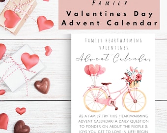 Conmovedor Calendario de Adviento Familiar de San Valentín / Tarjetas de San Valentín para reflexionar en familia / Cuenta atrás familiar para el Día de San Valentín