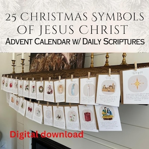 Christmas Symbols of Jesus Advent Calendar with Daily Scriptures (PDF Pattern)