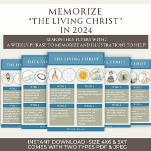 Memorize &quot;The Living Christ&quot; in 2025! Monthly flyers w/ short phrases and helpful graphics! Ministering, family, & missionary gifts.