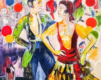 Hunt Slonem Litografia in edizione limitata incorniciata, firmata a matita e numerata &quot;Valentino Tango&quot;