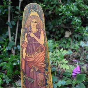 Mother of Earth - Pagan Nature Goddess - Unique OOAK Pyrography, Wood Carving, Arts and Crafts Style Shrine